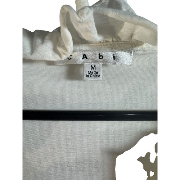 Cabi Womens Blouse White Ruffle Long Sleeve Chic Style #852 Medium Quiet Luxury - Picture 2 of 7